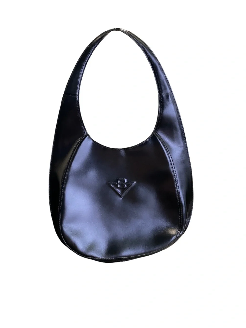 Vintage Bottega Veneta Black Leather Half Moon Shoulder Bag